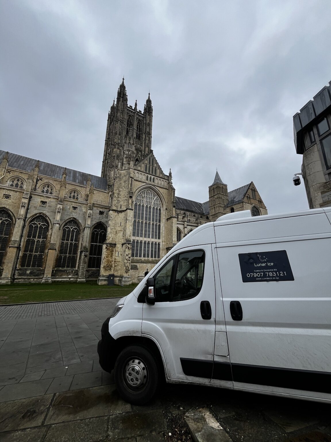 Lunar Ice delivery van at Canterbury Cathedral