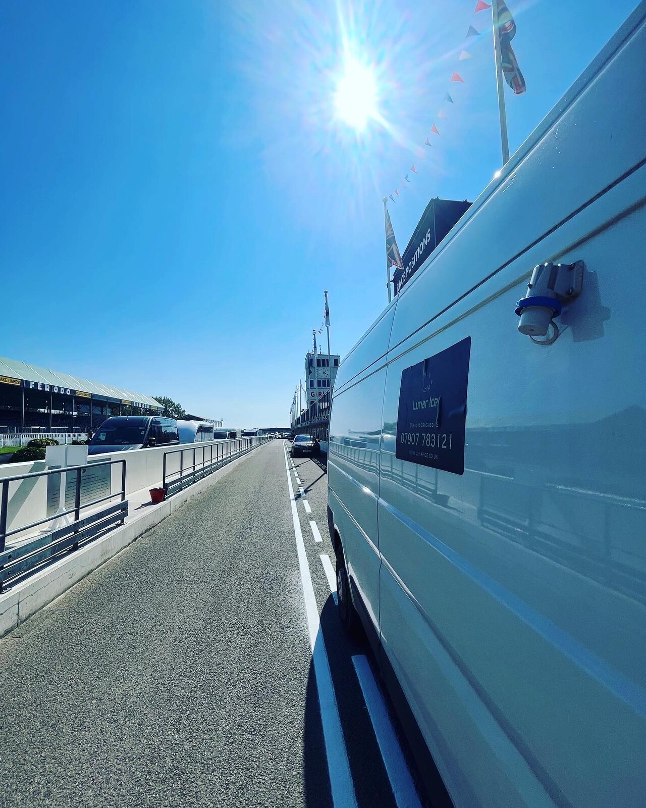 Lunar Ice delivery van in the pit lane at Goodwood Motor Circuit